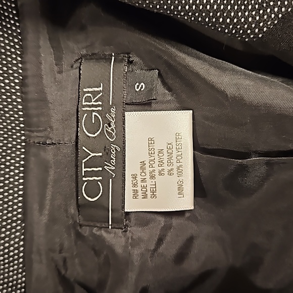 CITY GIRL Black embellished sequins stitching textures studs rhinestones S EUC - Picture 6 of 13